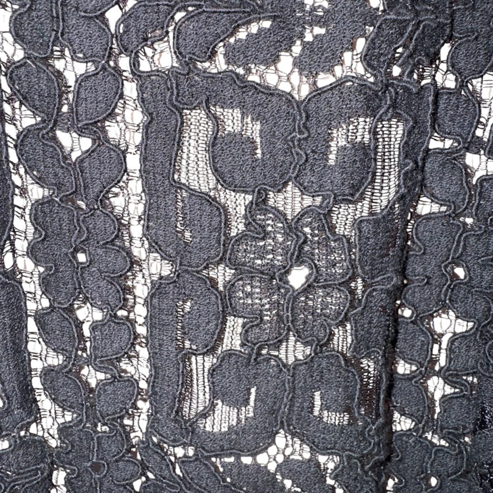 BB Dakota Black Lace Fit Flare Cocktail Dress Size 6 Scalloped Hem LBD - Picture 6 of 9